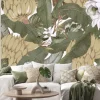 Naklejka: Tropical leaves and flowers. watercolor pattern with magnolia