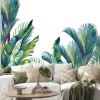Naklejka: Tropical palm trees and banana leaves. isolated watercolor background.