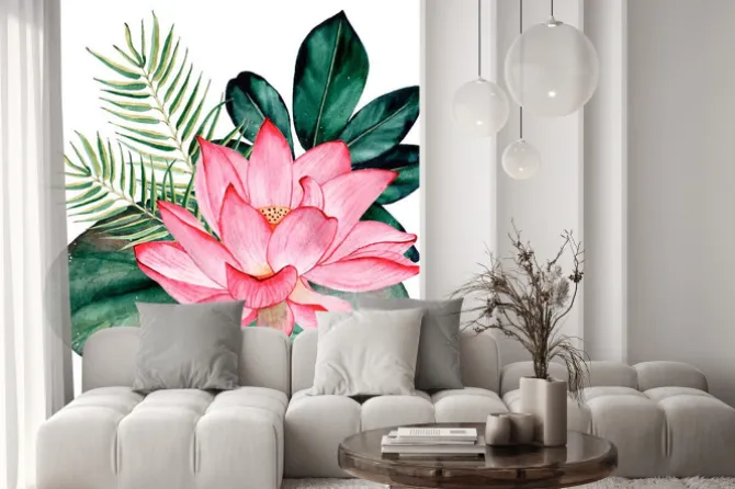 Naklejka: Tropical watercolor bouquet and composition