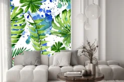 Naklejka: Tropikalne liście na abstrakcyjnym tle