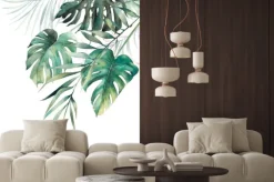 Naklejka: Tropikalne liście monstera i palmowe zielone gałęzie