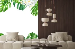 Naklejka: Tropikalne liście i kwiaty