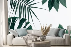 Naklejka: Tropikalne modne tło. liście na białym tle