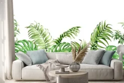 Naklejka: Tropikalne rośliny o dużych liściach na białym tle