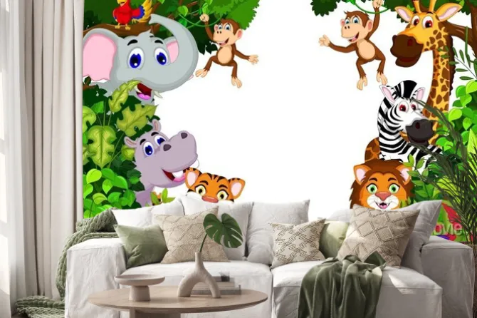 Naklejka: Tropikalne zwierzęta z kreskówki