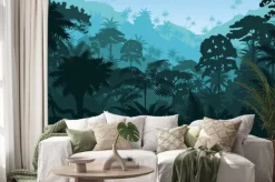 Naklejka: Tropikalny las deszczowy bajkowe tło