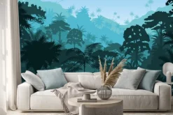 Naklejka: Tropikalny las deszczowy bajkowe tło
