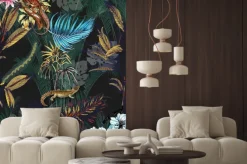 Naklejka: Tropikalny las liście i kwiaty