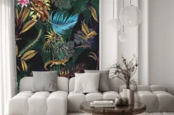 Naklejka: Tropikalny las liście i kwiaty