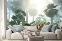 Naklejka: Tropikalny las palmowy we mgle