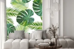 Naklejka: Tropikalny wzór z zielonych liści