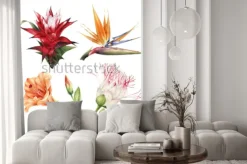 Naklejka: Tropikalny zestaw. akwarela