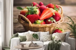 Naklejka: Truskawki w koszu