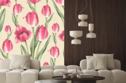 Naklejka: Tulipan kwiaty ilustracji. akwarela szwu