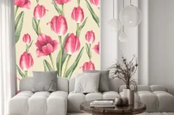 Naklejka: Tulipan kwiaty ilustracji. akwarela szwu