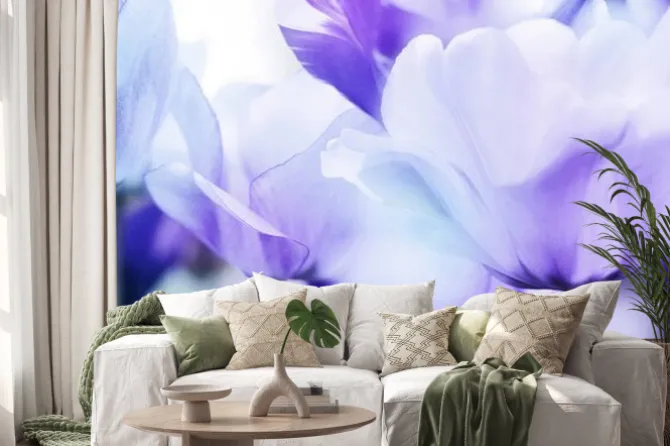 Naklejka: Tulipany cyjan fiołek ultralekki