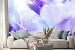 Naklejka: Tulipany cyjan fiołek ultralekki