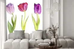 Naklejka: Tulipany namalowane akwarelą
