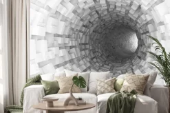 Naklejka: Tunel 3d z białych prostokątnych brył