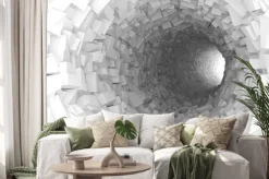 Naklejka: Tunel 3d z sześcianami i prostokątami