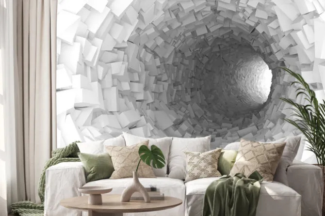 Naklejka: Tunel 3d z sześcianami i prostokątami