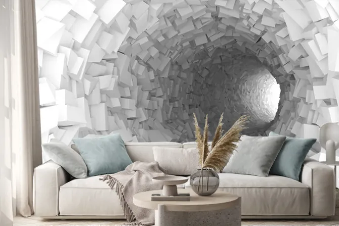 Naklejka: Tunel 3d z sześcianami i prostokątami