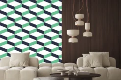 Naklejka: Turkusowa geometria illusion seamless pattern