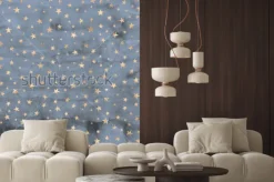 Naklejka: Twinkle star pattern in rose gold metallic foil overlaid on denim