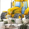 Naklejka: Żółty traktor z kreskówki