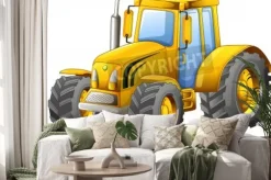 Naklejka: Żółty traktor z kreskówki
