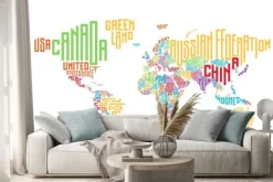 Naklejka: Typograficzna mapa świata wykonana z nazw krajów