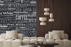 Naklejka: Typograficzne tło z nazwami kaw