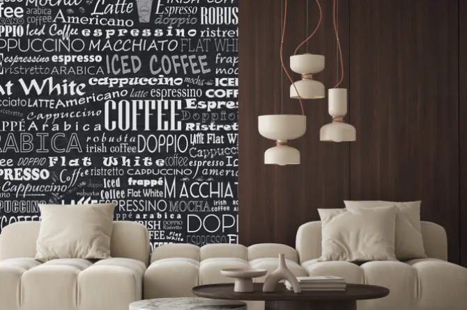 Naklejka: Typograficzne tło z nazwami kaw