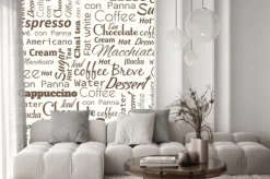Naklejka: Typograficzny deseń do kawiarni