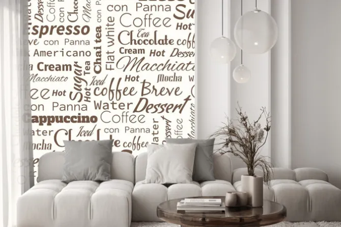 Naklejka: Typograficzny deseń do kawiarni