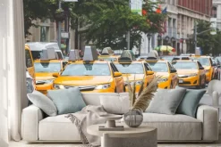 Naklejka: Typowe żółte taksówki w nowym jorku