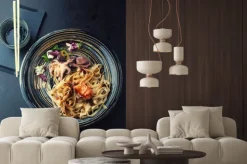 Naklejka: Udon makaron z łososiem i ośmiornicy