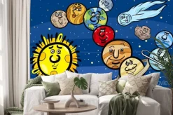 Naklejka: Układ słoneczny planety cartoon ilustracji