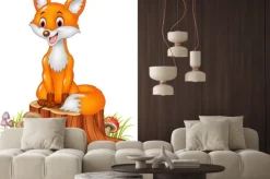 Naklejka: Uśmiechnięty lisek z kreskówki