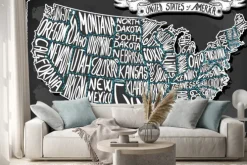 Naklejka: United states of america on vintage handwriting blackboard