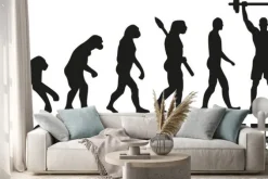 Naklejka: Urodził się podnieść ewolucję sztangista