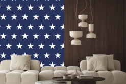 Naklejka: Usa flag seamless pattern. white stars on a blue background.
