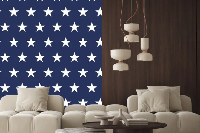 Naklejka: Usa flag seamless pattern. white stars on a blue background.
