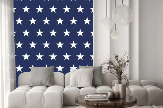 Naklejka: Usa flag seamless pattern. white stars on a blue background.