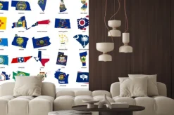 Naklejka: Usa state collection, maps and flags