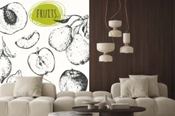 Naklejka: Ustaw ręcznie rysowane jabłka, cytryny, gruszki, brzoskwini.