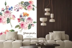 Naklejka: Ustaw rocznik wektora kwiatu bukiet róż angielskich