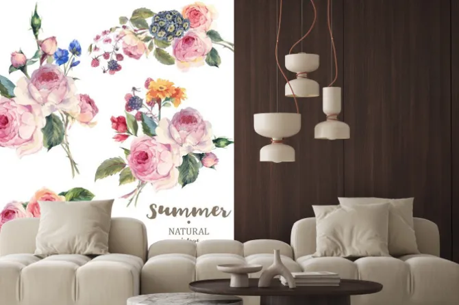 Naklejka: Ustaw rocznik wektora kwiatu bukiet róż angielskich