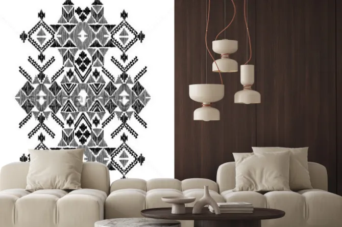 Naklejka: Vector black and white decorative ethnic pattern. american indian