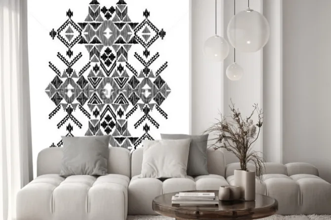 Naklejka: Vector black and white decorative ethnic pattern. american indian